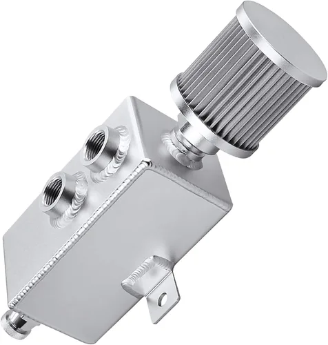 Miniatura 8 de Tanque de Captura de Aceite Universal de 1L con Deflector 10AN, Filtro de Respiración, Depósito de Aluminio en Negro