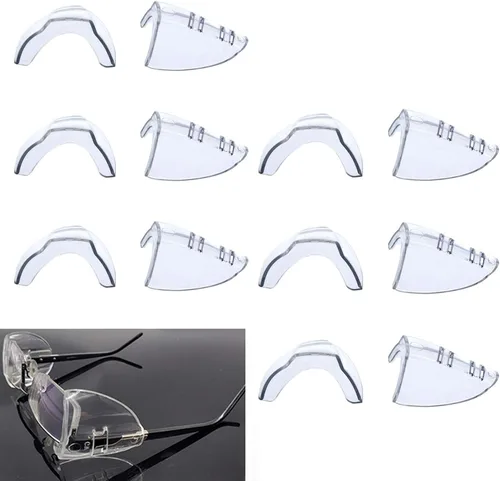 Miniatura 9 de Korty 3/6/10 pares de protectores laterales para lentes, flexibles, se deslizan en los laterales, para lentes de seguridad, se adaptan a lentes