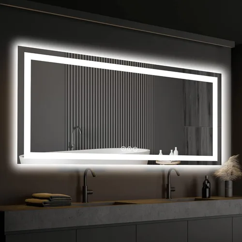 Miniatura 54 de ISKM Espejo LED con marco para baño de 40"x30", espejo de baño LED regulable con luces, antivaho, espejo iluminado frontal y retroiluminado de 3