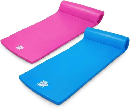 TRC Recreation Splash - Flotador de espuma de 1.25 pulgadas de grosor para piscina, tumbona grande para adultos con almohada enrollada integrada, 1