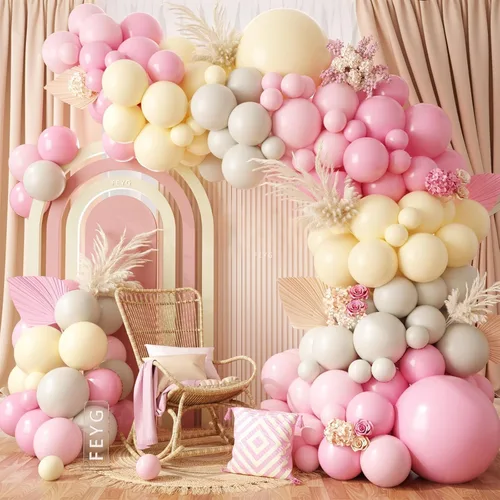 Miniatura 11 de Kit de Arco de Guirnalda de Globos de Género, Globos Rosa Polvoriento y Azul Arena Blanca, Globo Bohemio Rosa Nude para Tema Neutro Baby Shower