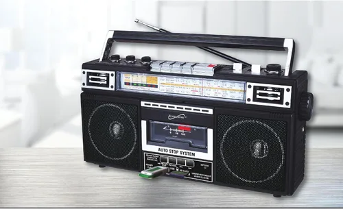 Miniatura 2 de Supersonic SC-3201BT - Boombox de radio de 4 bandas y reproductor de cassette, altavoz Bluetooth, radio AM/FM/SW con reproducción de MP3, tarjeta