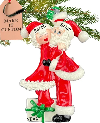 Adorno personalizado para pareja 2026 | Adornos de Navidad personalizados de Mr & Mrs Santa para árbol | Regalo de recuerdo personalizado para la