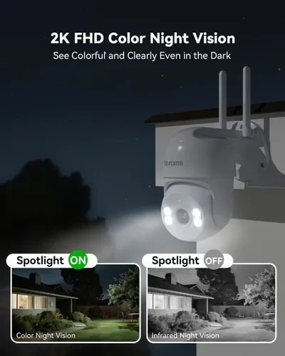Miniatura 2 de Cámaras de seguridad blurams 2K para exteriores con cable, cámaras Wi-Fi de 5GHz/2.4GHz para seguridad del hogar en el exterior con PTZ de 360°