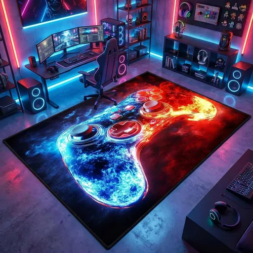 Miniatura 10 de Alfombra de videojuegos para habitación de niños, alfombra de control de videojuegos, decoración de habitación de jugadores para niños, adolescentes