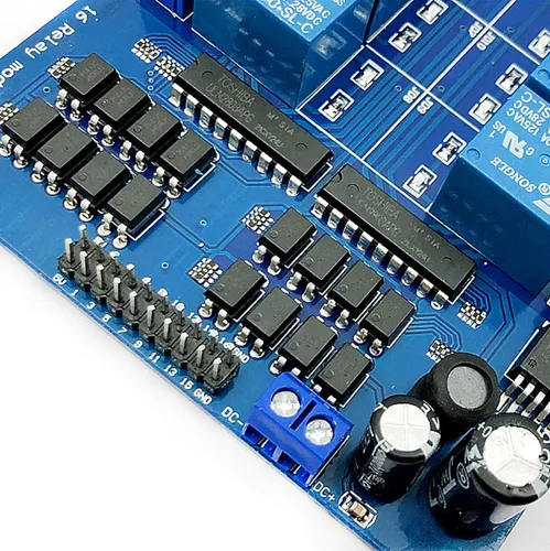 Miniatura 4 de DEVMO Módulo de placa de interfaz de relé de 12 V y 16 canales Optoacoplador LED LM2576 Power Compatible con Ar-duino DIY Kit PiC ARM AVR