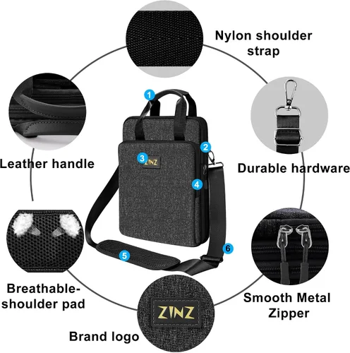 Miniatura 6 de ZINZ Bolsa de hombro para laptop de 12.3-13 pulgadas, bolso expandible con compartimento para objetos de valor compatible con MacBook Air/Pro/Neo