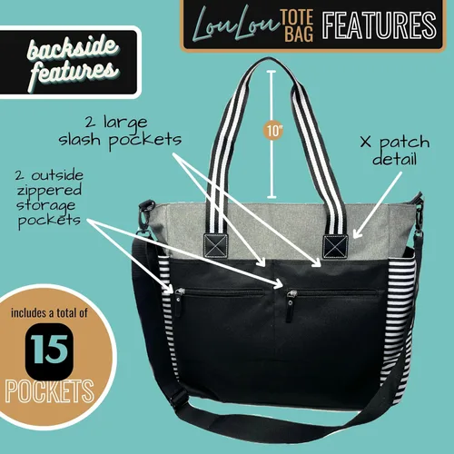 Miniatura 12 de Brooke & Jess Designs Bolso de mano para la abuela – Bolso de lona resistente con cremallera y bolsillo interior para la abuela para uso diario