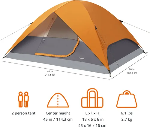Miniatura 5 de Amazon Basics Tienda de Campaña, Diseño de Domo para 3 Estaciones con Sobretecho