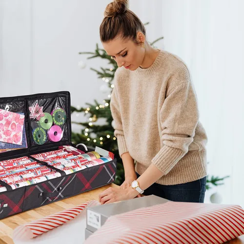 Miniatura 6 de Propik Contenedor de almacenamiento de papel de regalo, organizador de papel de regalo debajo de la cama, 41 x 14 x 6 pulgadas, soporte de caja