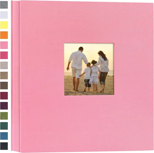 potricher Álbum de fotos de lino de tapa dura de 4 x 6 pulgadas, 1000 fotos, gran capacidad para familia, boda, aniversario, bebé, vacaciones (rosa,
