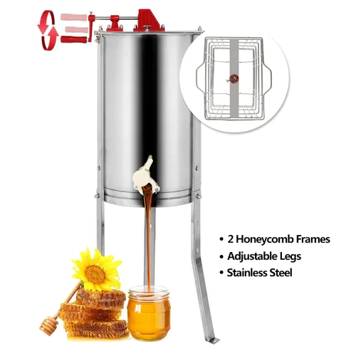 Miniatura 8 de VINGLI Extractor Manual de Miel de 2 Marcos, Separador, Tambor Giratorio de Panal de Acero Inoxidable de Grado Alimenticio, Manivela Manual
