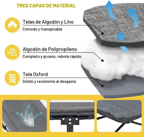 Miniatura 4 de ATORPOK Catre de camping para adultos con cojín y almohada, cama plegable portátil para dormir, catre ligero para tienda con bolsa de transporte que
