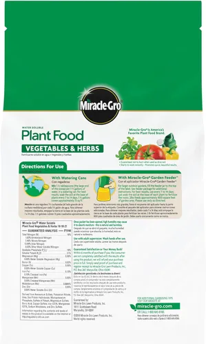 Miniatura 2 de Miracle-Gro Alimento vegetal soluble en agua, verduras y hierbas, 2 libras, paquete de 2