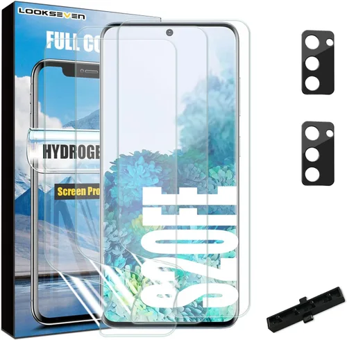 LOOKSEVEN Paquete de 3 protectores de pantalla de película de hidrogel (no vidrio) + 2 paquetes de protectores de lente de cámara de vidrio templado