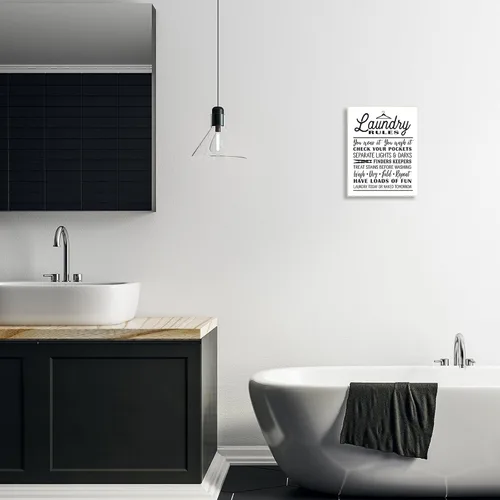 Miniatura 2 de Stupell Industries Reglas de lavandería con percha, tipografía, placa de pared, fabricada con orgullo en Estados Unidos