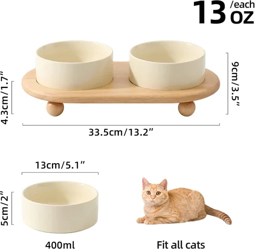 Miniatura 4 de Havniva - Cuenco de cerámica elevado para comida y agua de gatos, cuenco para gatitos, plato elevado para gatos, alimentador para mascotas