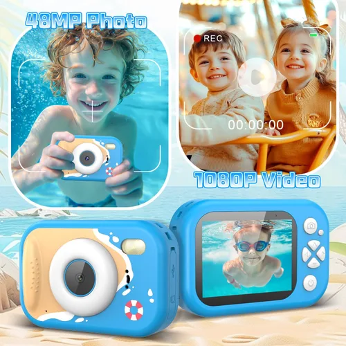 Miniatura 3 de Cámara para niños impermeable, cámara submarina IP68 para niños de 3 a 12 años, cámara digital HD para niños con grabación de video de 1080P