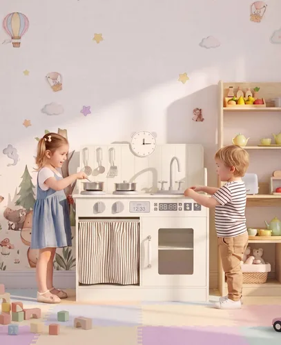Miniatura 7 de MAMIZO Cocina de Juguete para Niños Pequeños, Set de Cocina de Juguete de Madera para Niños con Almacenamiento Inteligente, Máxima Interactividad