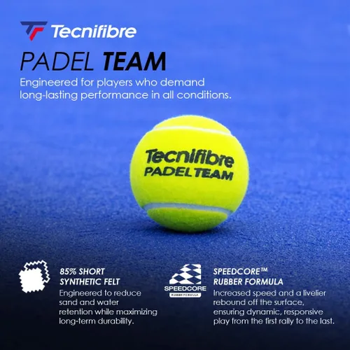 Miniatura 2 de Tecnifibre Pelotas de Padel Team, 3 Pelotas, Amarillo