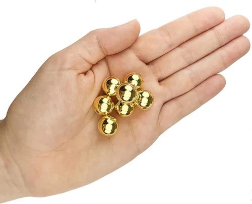 Miniatura 2 de 90 cuentas acrílicas redondas doradas de 0.551 in de diámetro con agujero de 0.094 in para manualidades Dorado