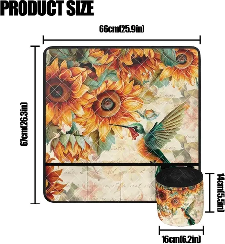 Miniatura 5 de Tapetes para máquina de coser de girasol y colibrí para mesa con bolsillos, para máquinas de coser de Acción de Gracias, alfombrillas para reducir