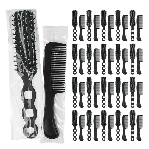Juego de cepillo y peine para el cabello, 100 piezas a granel para personas sin hogar envueltas individualmente, cepillo y peine ligero para mujeres