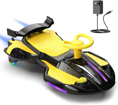 Miniatura 12 de Coche eléctrico de 12V con pedal para niños que se menea, juguete recargable 2 en 1 de coche oscilante, coche de derrape diabólico con respaldos
