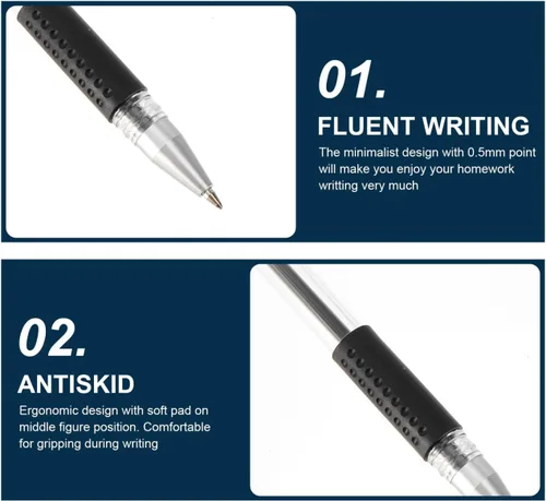 Miniatura 5 de NUOBESTY Paquete de 12 bolígrafos de tinta de gel de 0.020 in, punta fina, color negro, suave, para oficina, escuela, agarre ergonómico, juego