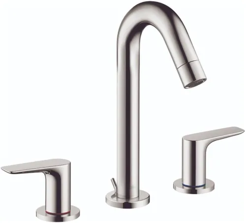Miniatura 5 de hansgrohe Logis 71533821 - Grifo de lavabo de baño de 3 agujeros con ahorro de agua moderno y de bajo flujo en níquel cepillado, 71533821