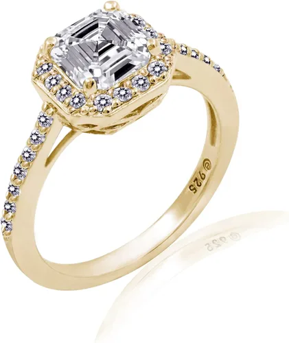 Miniatura 2 de Tienda Collection Sterling Silver Infinite Elements Cubic Zirconia Asscher Center Halo Ring