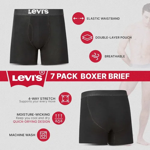 Miniatura 5 de Levi's Ropa interior para hombre, paquete de 7 calzoncillos tipo bóxer para hombre de algodón elástico