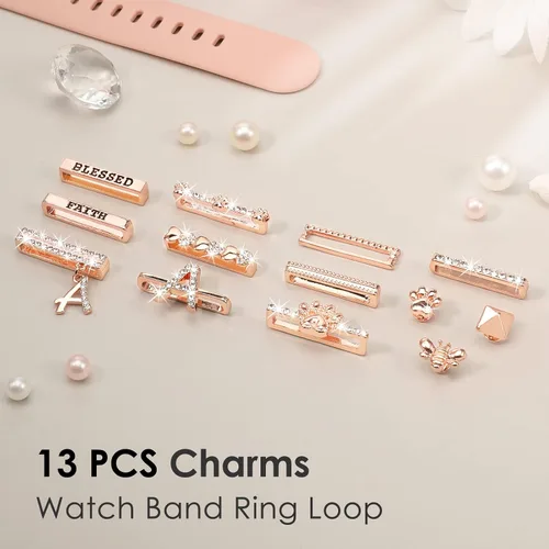 Miniatura 2 de 13 Pack de dijes para reloj Compatible con correas de Apple Watch/Samsung Galaxy/Google Pixel/Fitbit Versa/Sense, bucles de metal para iWatch Series