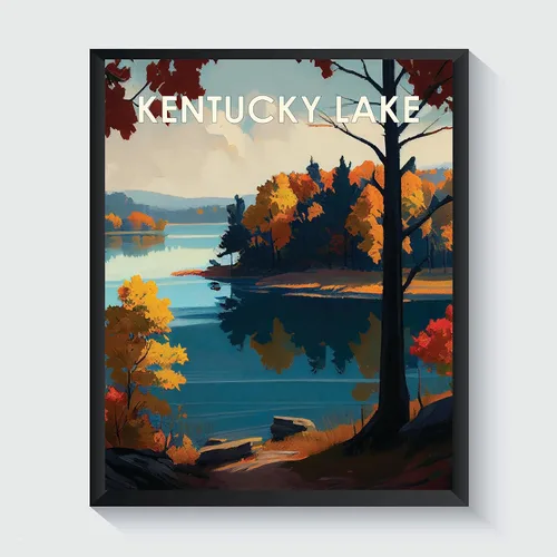 Miniatura 36 de Yellowstone Lake - Póster impreso artístico, ilustración, arte de pared, decoración de paisaje retro, paisaje, obra de arte para decoración de Lago