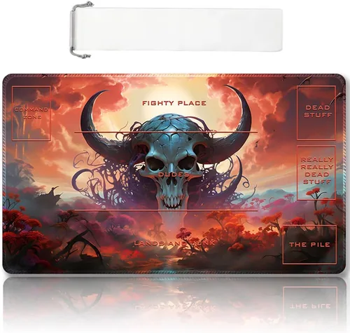 Miniatura 27 de Tapete de juego MTG cosido de alta calidad con zonas y respaldo de goma antideslizante, tapete de juego TCG para MTG y otros juegos de cartas, Dkt