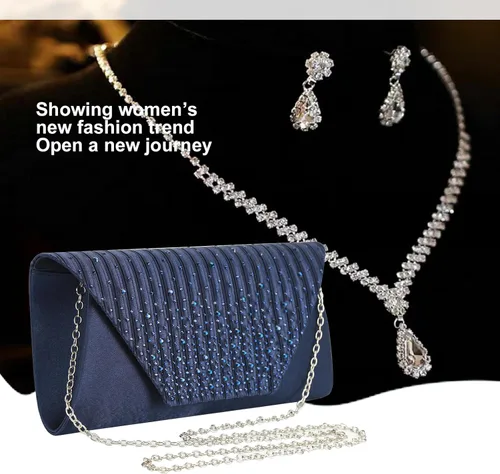 Miniatura 4 de Eshow Bolso de mano para mujer, bolso de noche, diseño de lentejuelas con cuentas vintage, bolsa de diamantes de imitación para boda, fiesta