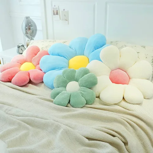 Miniatura 2 de Almohada de flores lindas y cómodas, almohadas suaves para plantas, decoración estética de habitación para sofá, silla (blanco, 14.5 pulgadas)