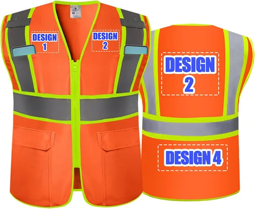 Miniatura 32 de Chalecos de seguridad con logotipo personalizado (S, M, L, XL, 2XL, 3XL, 4XL) Chalecos de seguridad reflectantes de alta visibilidad Clase 2