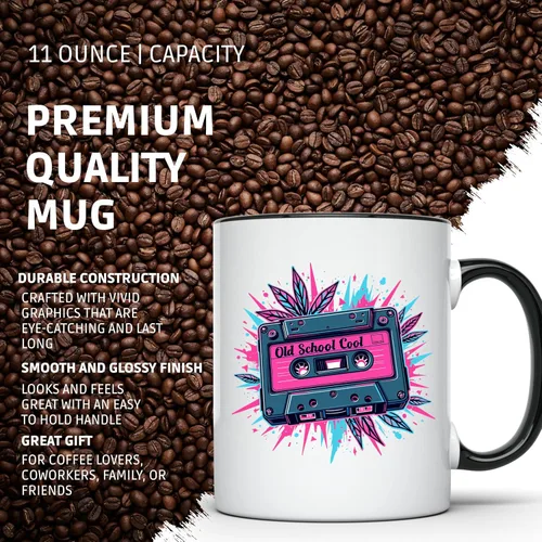 Miniatura 4 de Taza de café divertida, diseño de cassette para amantes de la música retro, nostalgia musical de los años 80, taza única para músicos, taza