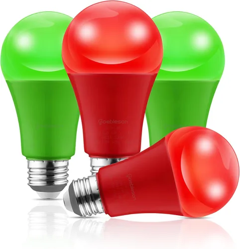 Miniatura 9 de Bombilla roja y verde, bombilla LED de color de 9 W (equivalente a 60 W), base E26, bombillas rojas de Navidad para camino, porche, Halloween