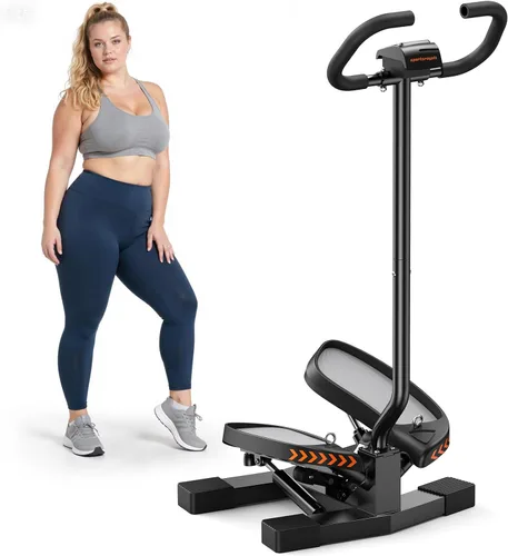 SPORTSROYALS Escalera de escalera, giro/mini escalón para ejercicio en casa, máquina de pasos con bandas de resistencia para entrenamiento de cuerpo