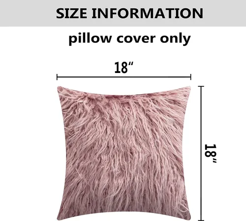 Miniatura 3 de Home Brilliant Juego de 2 fundas de almohada de 18 x 18 pulgadas, color rosa polvoriento, fundas de almohada peludas y esponjosas de 18 x 18 Rosa