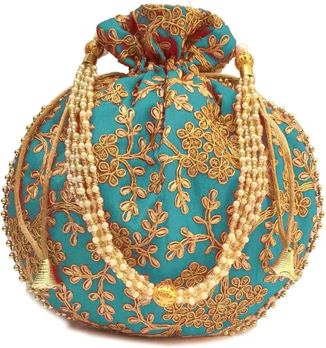 Miniatura 6 de Bolso de mano con diseño étnico indio bordado de seda para mujer, diseño de perlas Batwa
