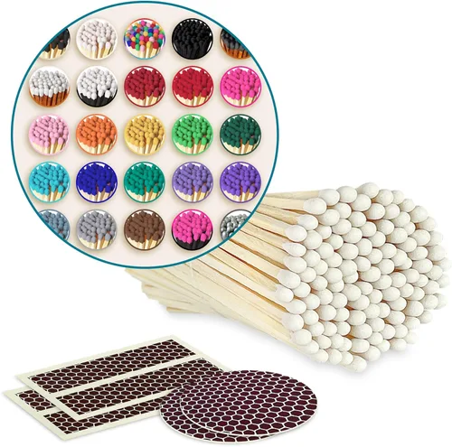 Miniatura 17 de 4" Fósforos Todos Negros en un Frasco + Adhesivos de Mechero Incluidos 100 Fósforos Negros con Punta Negra Decorativos y Seguros con Soporte