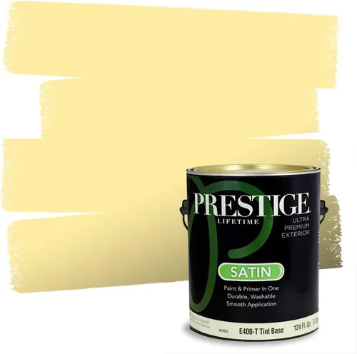 Miniatura 257 de PRESTIGE Pinturas Pintura Exterior e Imprimación En Uno, 1 Galón, Satinado, Pareja Comparable de Benjamin Moore* Amarillo* 320BM-PCM