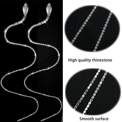 Miniatura 4 de 2 cadenas de pelo de serpiente con diamantes de imitación brillantes, diadema de cristal con borla larga, accesorios para el cabello, joyas, pinzas