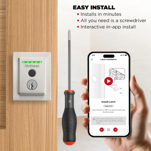 Miniatura 7 de Kwikset Halo Touch Cerradura inteligente con huella dactilar y WiFi, cerradura de puerta de entrada sin llave de bajo perfil, desbloqueo Níquel