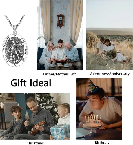 Miniatura 280 de Collar de plata de ley 925 con medalla de San Patrón, colgante de protección católica, amuleto, joyería religiosa para hombres y mujeres