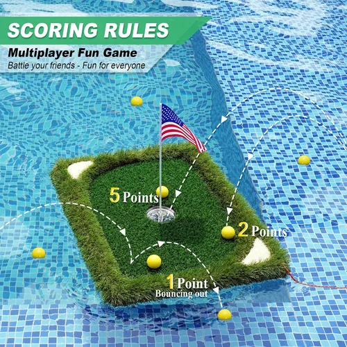 Miniatura 5 de SENSECLUB Red de astillado plegable y green flotante, objetivo de astillado de práctica de golf interior, juego de golf de patio trasero y regalos