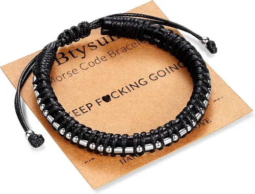 Miniatura 74 de Regalos inspiradores para hombres, pulseras con código morse, pulseras para hombre, regalos de graduación para él, Día del Padre, pulsera de cuero